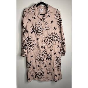 Luisa Women’s Resortwear Made In Italy 100% Linen Beige Shirt Dress - Small